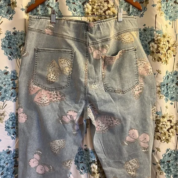 Butterfly retro wide leg stretchy jeans - Picture 7 of 11